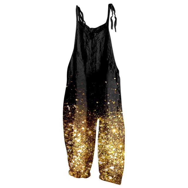 TrendOFT Casual Jumpsuits For Women Summer Comfortable Hip Hop Jogger Spring Folar Hi Waist Straight Leg Pants Plus Size Womens Overalls Rompers Black L