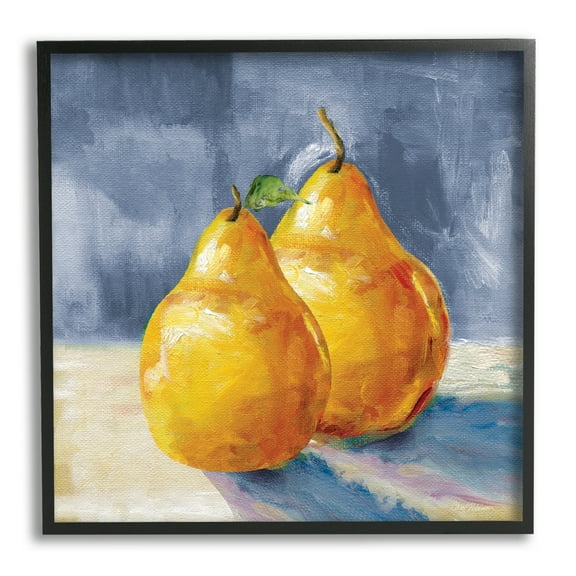 Stupell Industries Classic Yellow Pears Delicious Fruit Still Life Painting Black Framed Art Print Wall Art, Design by Carol Robinson