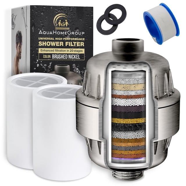 Filtro de cabezal de ducha AquaHomeGroup 20 Stage con vitamina C, E, A