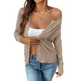 thumbnail image 2 of Women'S Long Sleeve V-Neck Button Down Cardigan Knit Shrugs Sweater Khaki S, 2 of 9