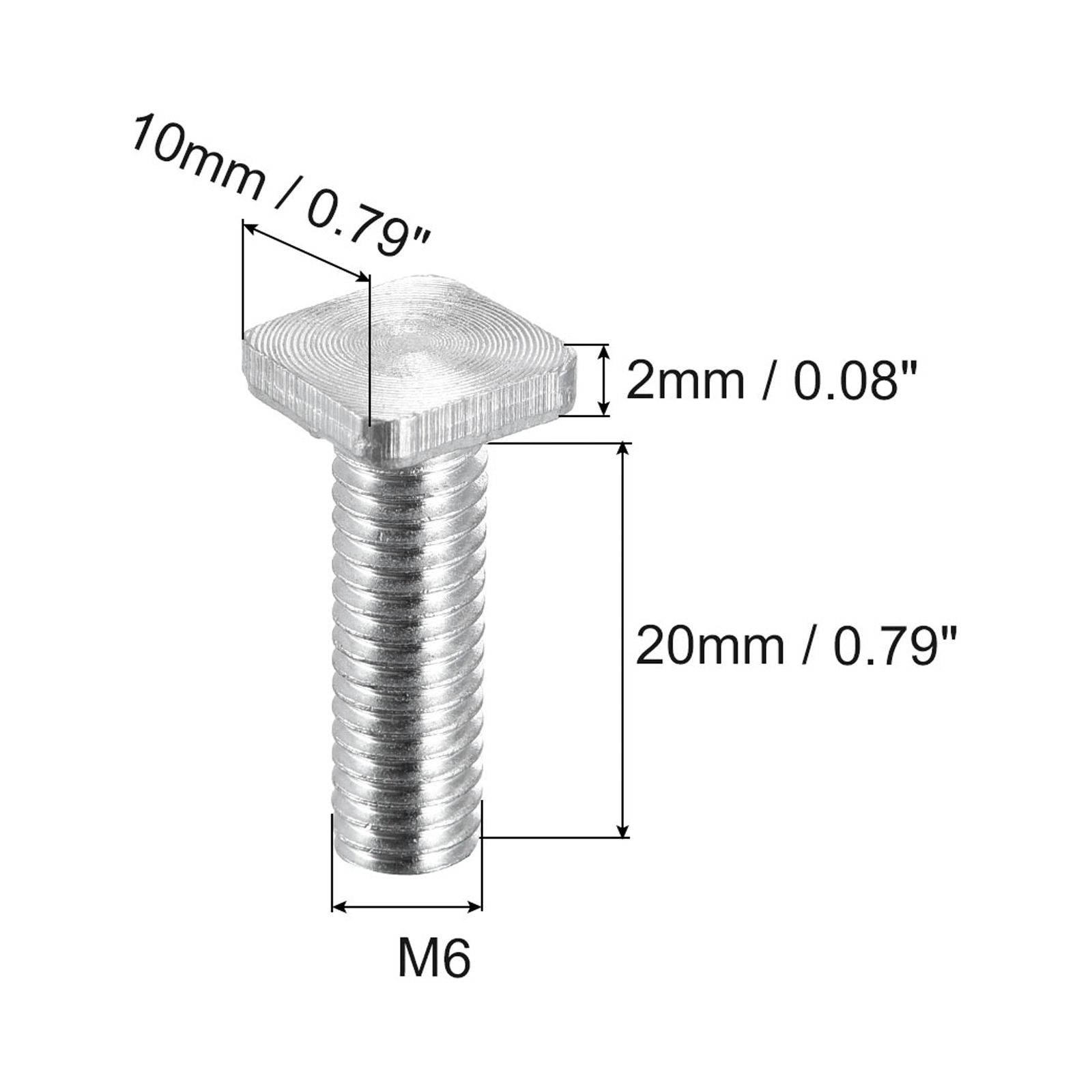 Square Head Bolt, 10 Pack M6x20mm Carbon Steel Grade 4.8 Square Screws - image 2 of 5