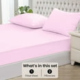 thumbnail image 3 of Fitted Sheet + Pillowcase Set 800 Thread Count 100% Egyptian Cotton 3-Piece ( 1-Fitted + 2-Pillowcase ) Full-XL Size (54" x 80") Inch 18-Inch Deep Pocket, All-Around Elastic Lilac Stripe, 3 of 6