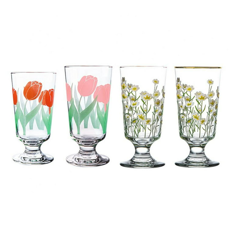 LEADO Daisy Aesthetic Cup, Floral Iced Coffee Cup, Glass Cups with Lids &  Straws, Flower Mug, Glass Coffee Tumbler - Cute Daisy Gifts, Christmas