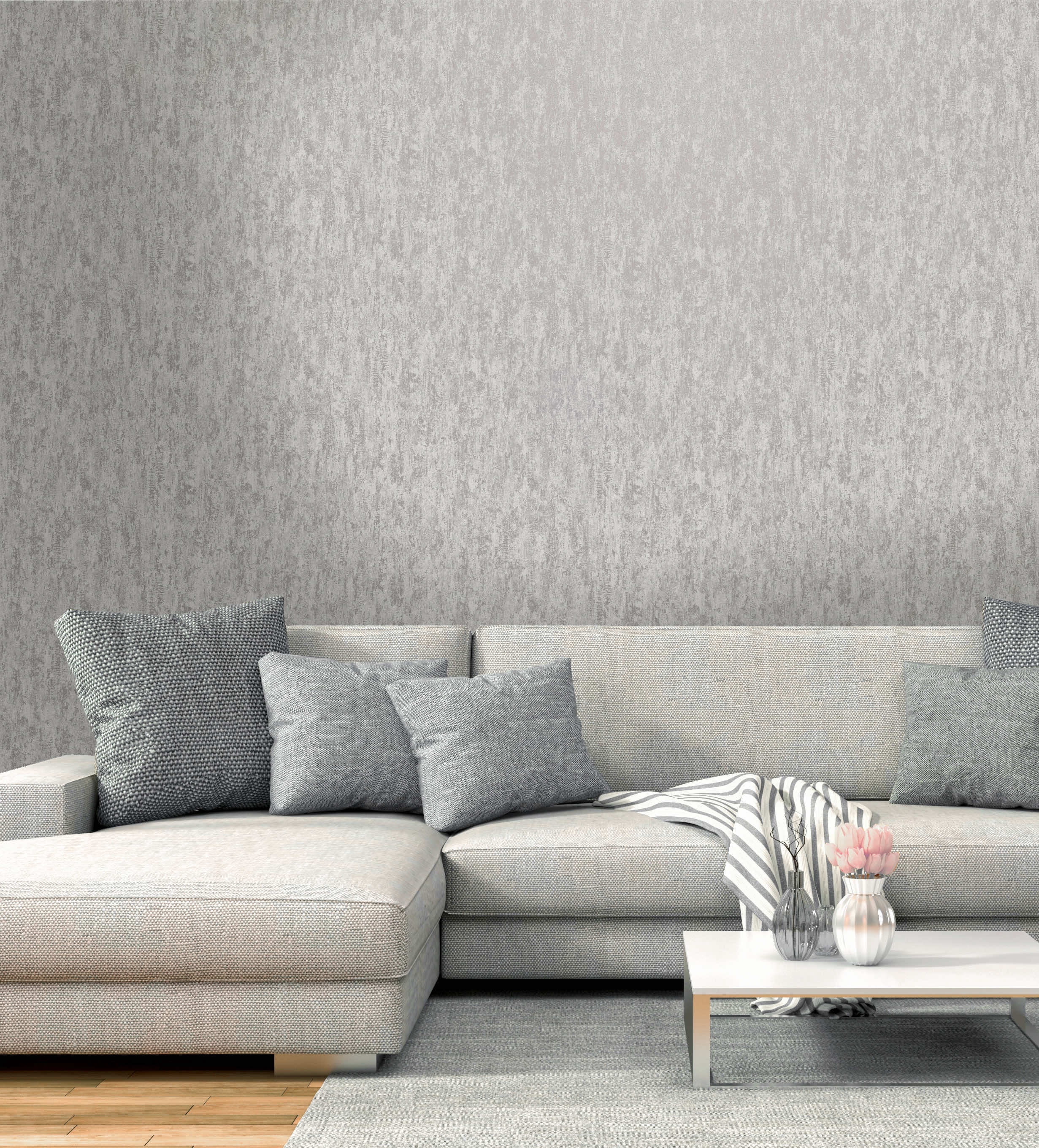 Industrial Texture Metallic Grey Non-Pasted Wallpaper (Covers 56 sq. ft.)