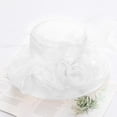 thumbnail image 3 of Women Derby Fascinator Hat Organza Church Wedding Hat Wide Brim Cocktail Tea Party Hat, 3 of 3