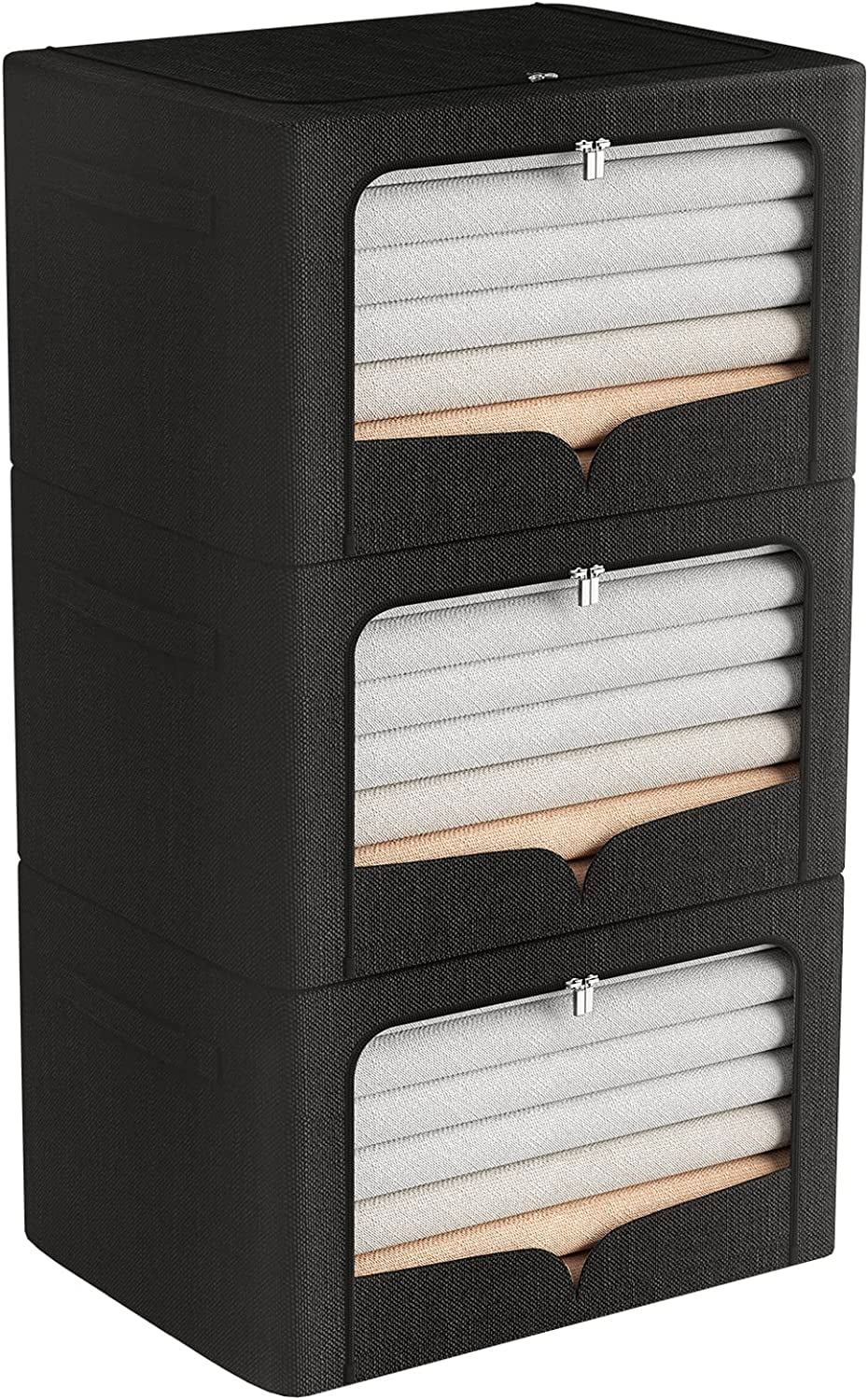 3 Pack Extra Large Clothes Storage Bins Foldable Metal Frame Storage