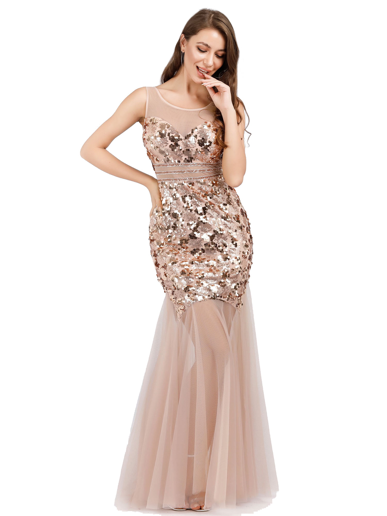 sequin fishtail prom dress