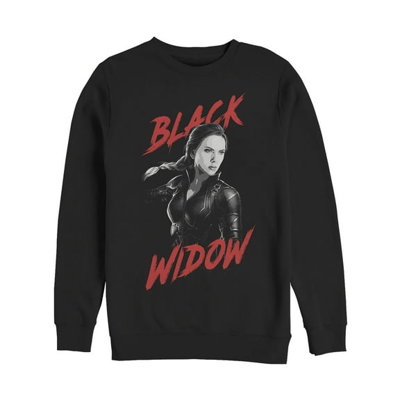 Men's Marvel Avengers: Endgame Grey Grayscale Black Widow Sweatshirt Black Small