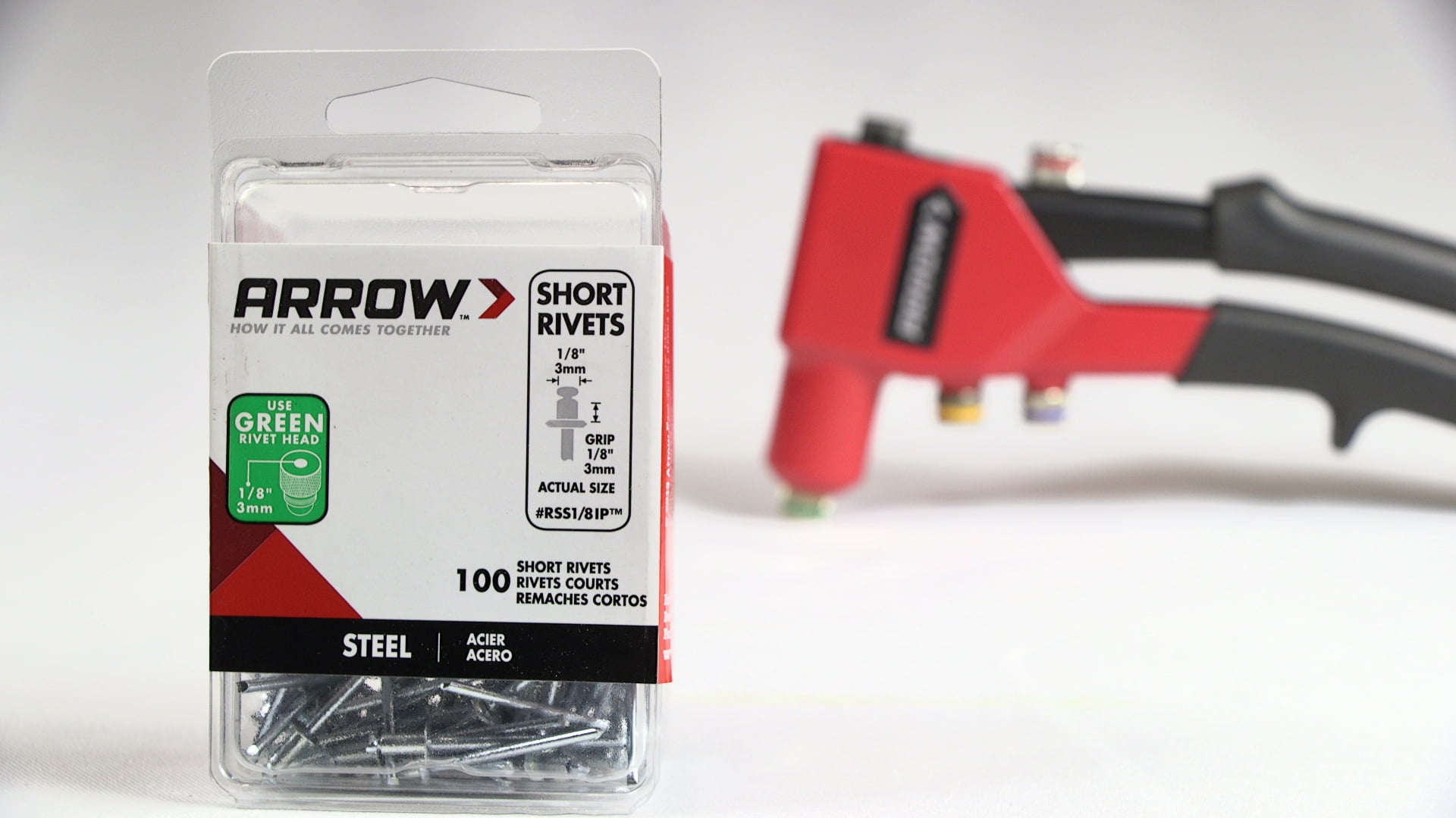 Arrow RSS1/8IP Short Steel Rivets, 100 Pack