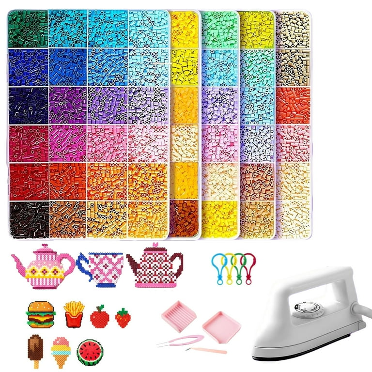 Set De 5000 Cuentas De Planchar De 5mm – Cofre Con Plantillas, Papel De Planchar, Pinzas Y Caja De Almacenamiento, Manualidades DIY Para Niños Y Adultos