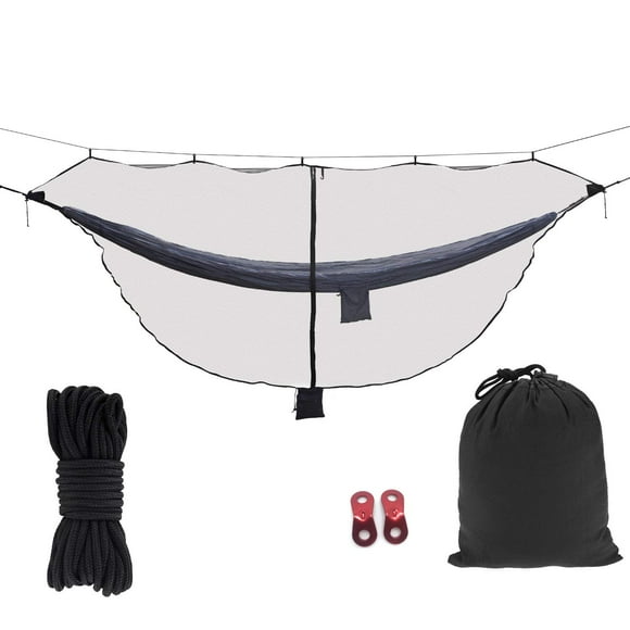 Mosquitera para hamaca de camping, red compacta y ligera para hamaca, 12 pies de largo con cremalleras de doble cara se adapta a todas las hamacas de camping