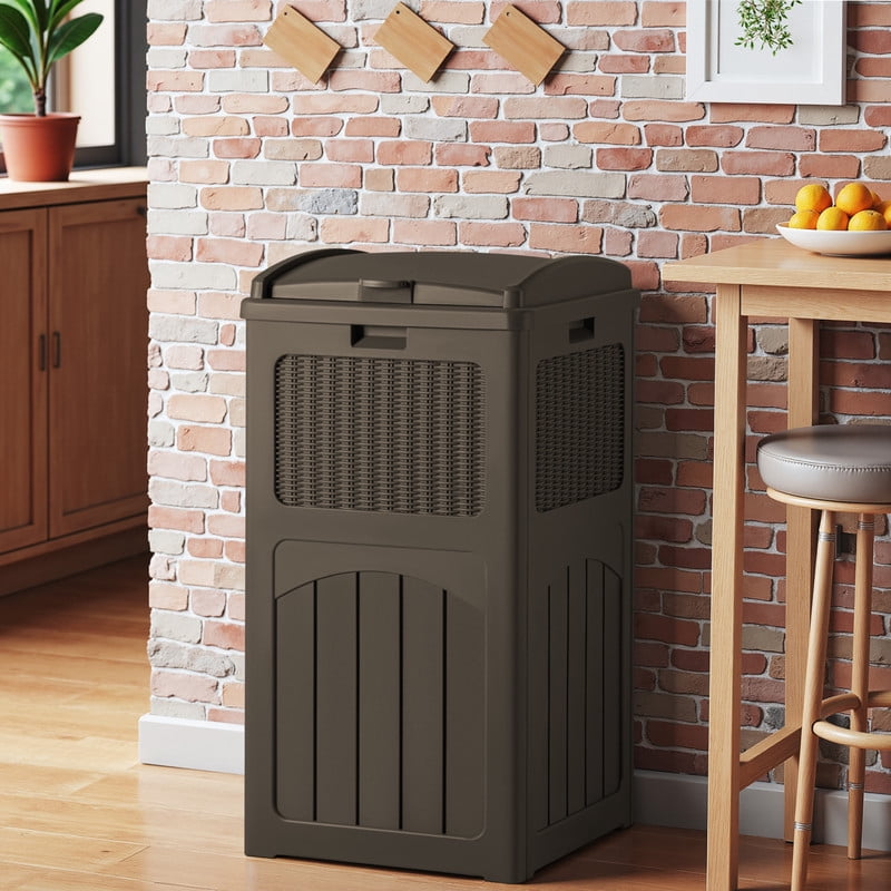 Homall Homes 36 Gallon Trash Can Plastic Kitchen Trash Can,Dark Brown