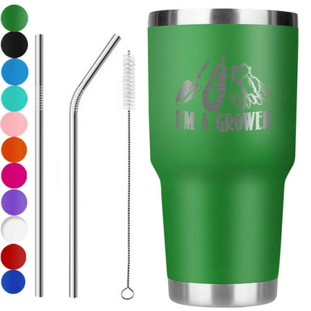 

30oz Thermos cup im a grower laser etched tumbler premium (green)