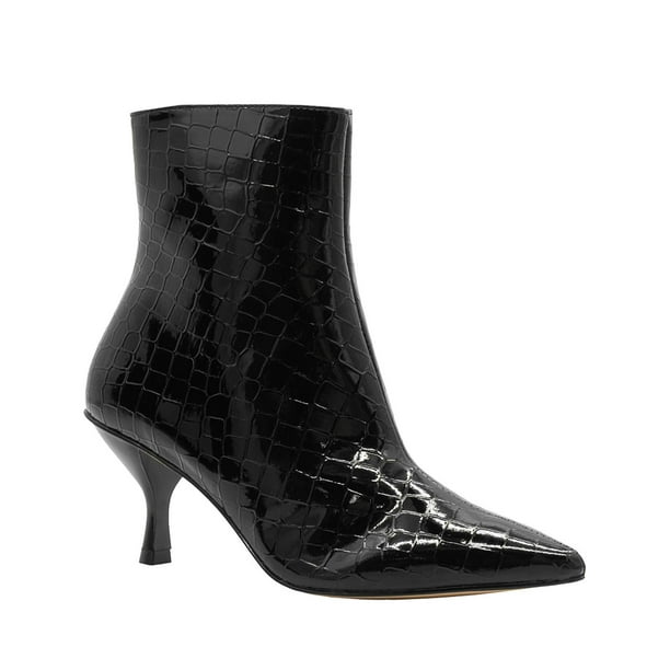 Botín Con Tacón Salamandra Para Mujer Moda Color Negro negro 24