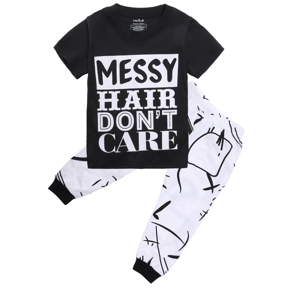 2pcs Toddler Baby Kids Boy Girl  Letter Print Tops+Pants Outfits Set Clothes 