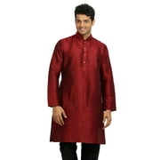 Saris and Things Maroon Silk Pathani Kurta for Men. This product is custom made to order.