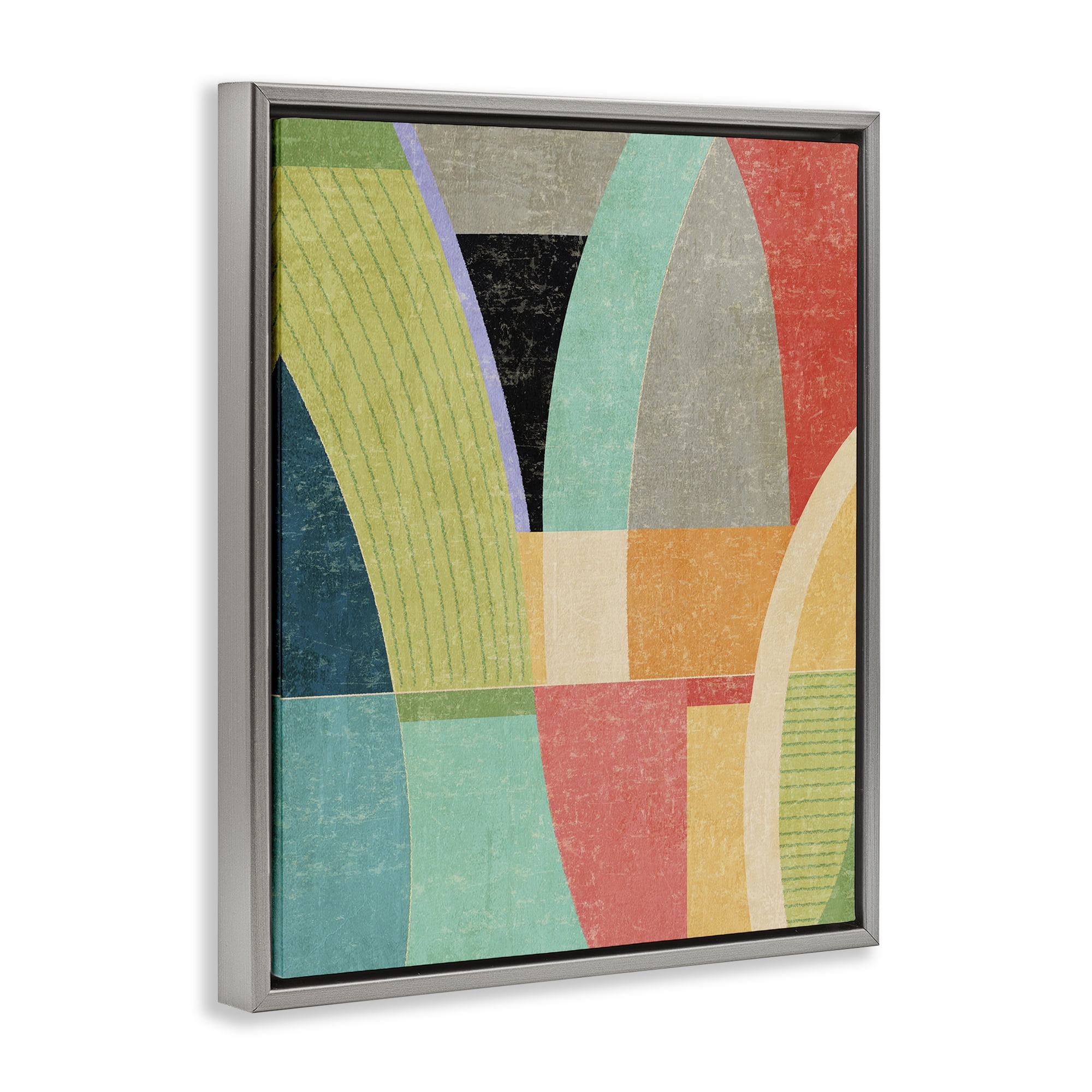 Stupell Industries Retro Geometric Archways Gray Framed Floater Canvas Wall Art, design by Suzanne Nicoll