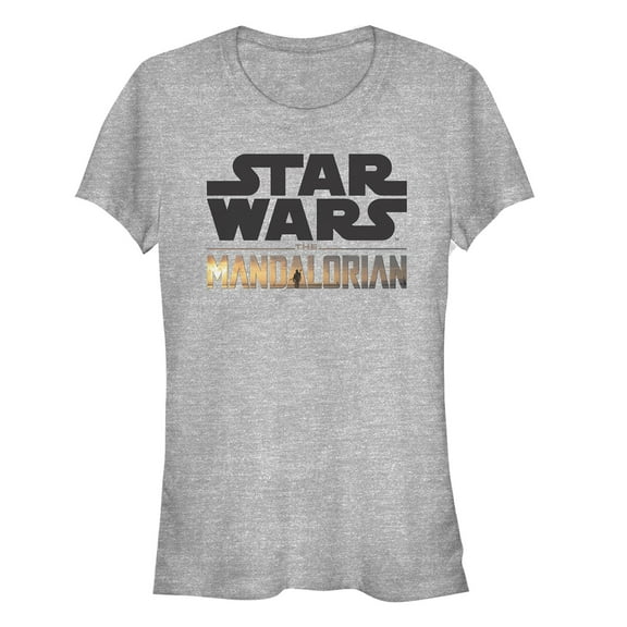 Junior's Star Wars: The Mandalorian Double Logo Graphic Tee Athletic Heather Medium