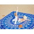 thumbnail image 4 of Boho Beach Blanket Sandproof Waterproof Extra Large Blanket for 1-6 Adults Size 79"x79" with Ground Mails, Pouch Bag, Anti Sand, Outdoor Blue Blanket, 4 of 6