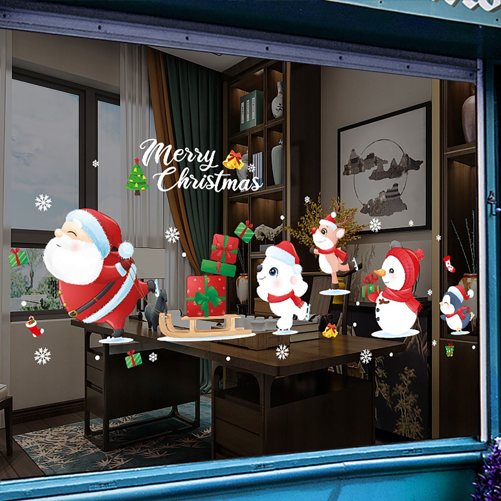  AJ WALLPAPER 3D Christmas Bow Decoration 0046 Christmas Window  Film Print Sticker Cling Stained Glass Xmas US Lv (Vinyl (No Glue &  Removable), 146x208cm 【58x82】) : Tools & Home Improvement