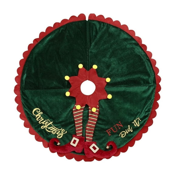 Christmas Tree Skirt, Cloth Fabric Tree Apron for Holiday Decoration, 24 Inch Round Base Cover for Christmas Ornaments