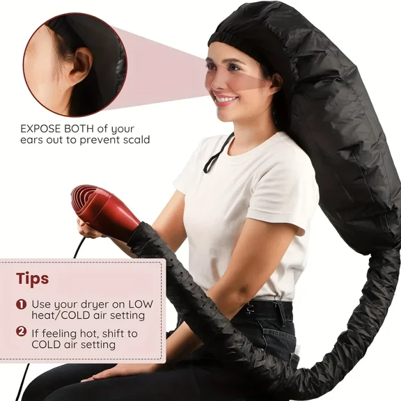 1Pcs Bonnet Hooded Hair Dryer Attachment, Adjustable Deep Conditioning Cap, Drying Heat Cap With Elastic Strap For Curly Hair