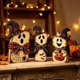 thumbnail image 4 of 3 Pack Lighted Vintage Wooden Ghost Decor Set - Dynamic Halloween Ghost Figures with Remote Control & Warm LED Light - Indoor Halloween Decoration, 7.9 x 5.9 x 4.3 Inch, 4 of 6