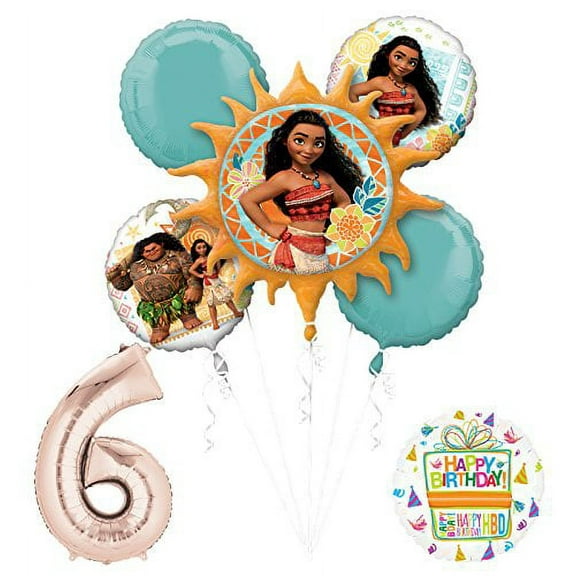 Moana 6th Birthday party Supplies and Princess Balloon Bouquet Decorations