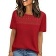 thumbnail image 2 of BLVB Women's Spring Summer Tops Casual Crewneck Short Sleeve Waffle Knit Hollow out Shirts Loose Tunic Tops Sweater Blouses, 2 of 5