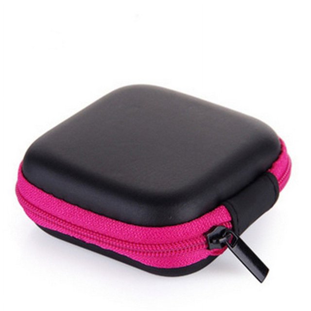 Mini Portable Earphone Bag EVA Coin Purse Headphone Usb Cable Case Storage Box Wallet Carrying Pouch Bag Earphone Accessory Pink