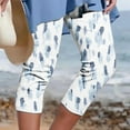 thumbnail image 2 of Mrat Womens Athletic Pants Women's Summer Casual Elastic Waist Printed Cropped Pants Athletic Capris Womens High Waisted Pants S-137 Light Blue XXL, 2 of 5