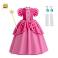 thumbnail image 3 of Vestido de princesa melocotón para niñas, disfraz de Barbie de película rosa, trajes de actuación en el escenario, ropa de fiesta de cumpleaños de carnaval para niños, 3 of 4