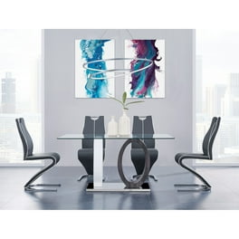 White And Grey Two Toned Oval Design Support With Rectangular Glass Top Dining Table White And Grey Two Toned Oval Design Support With Rectangular Glass Top Dining Table