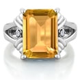 thumbnail image 2 of Gem Stone King 925 Sterling Silver Yellow Citrine and White Moissanite Engagement Ring for Women (8.23 Cttw, Gemstone November Birthstone, Emerald Cut 14X10MM, Size 6), 2 of 6