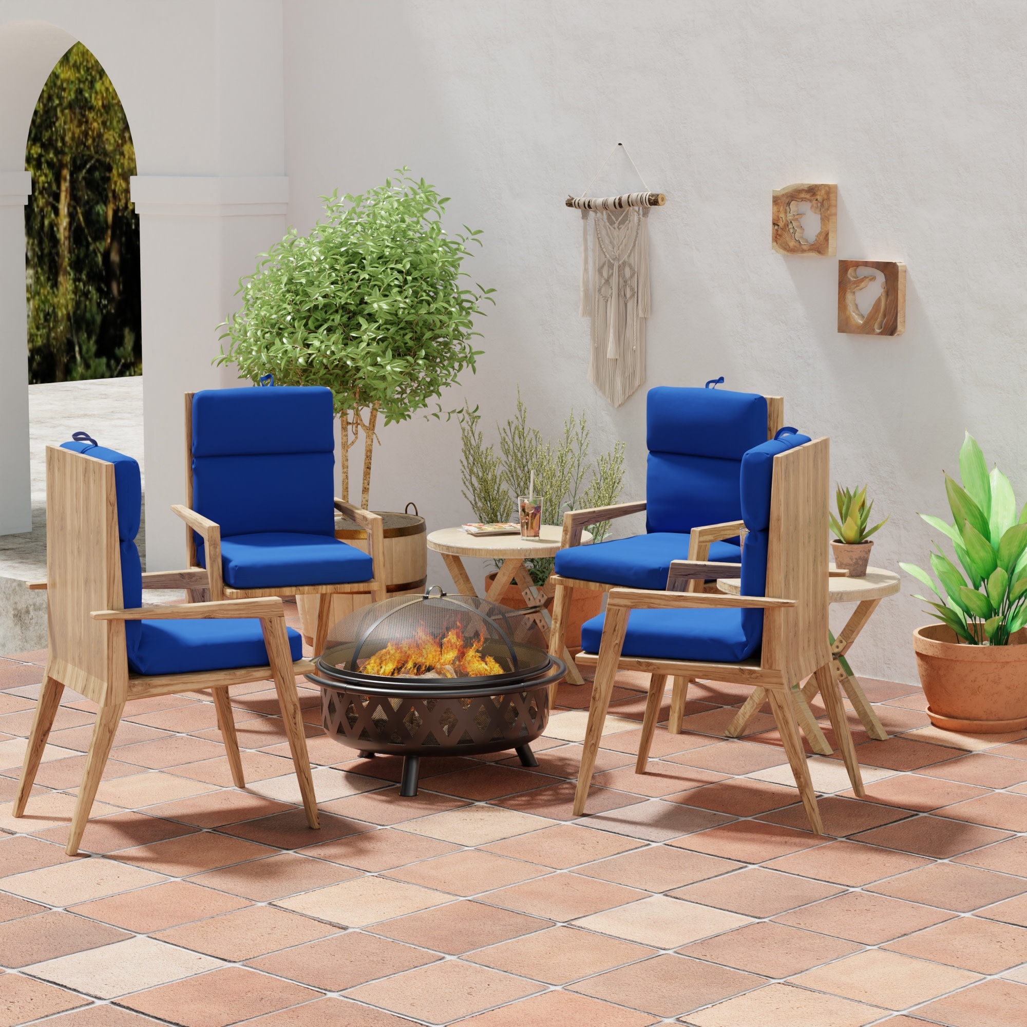 44" x 22" Rectangular Outdoor Chair Cushion with Ties and Hanger Loop