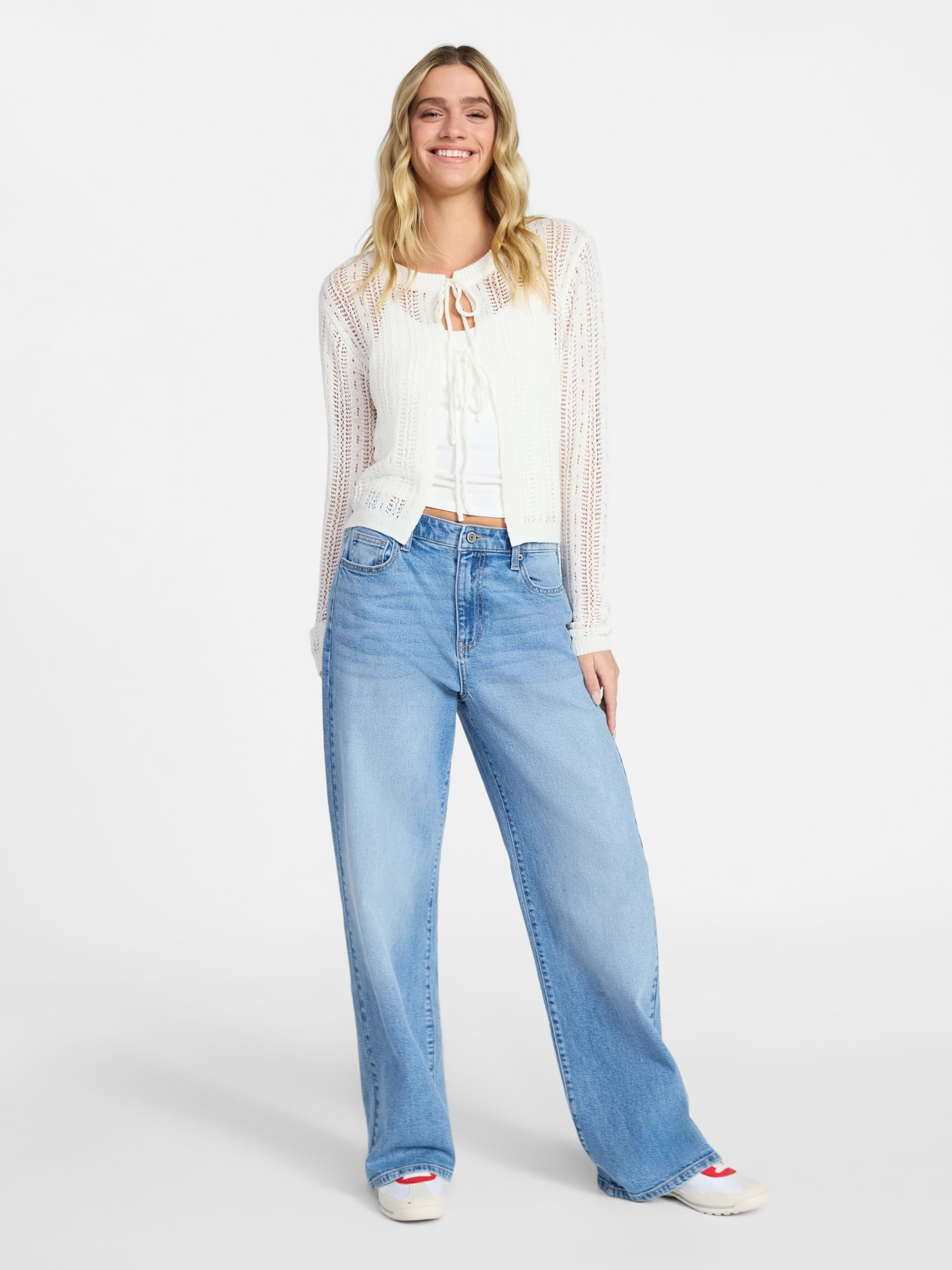 No Boundaries High Rise Baggy Wide Leg Jeans, 32" Inseam, Women's and Women's Plus Sizes XXS-4X