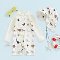 thumbnail image 2 of NIEWTR Baby Boy Swimsuit One Piece Long Sleeve Rash Guard Zipper Swimwear Toddler Shark Bathing Suit Infant Beach Outfits(A01-White,A01-12-24 Months), 2 of 8