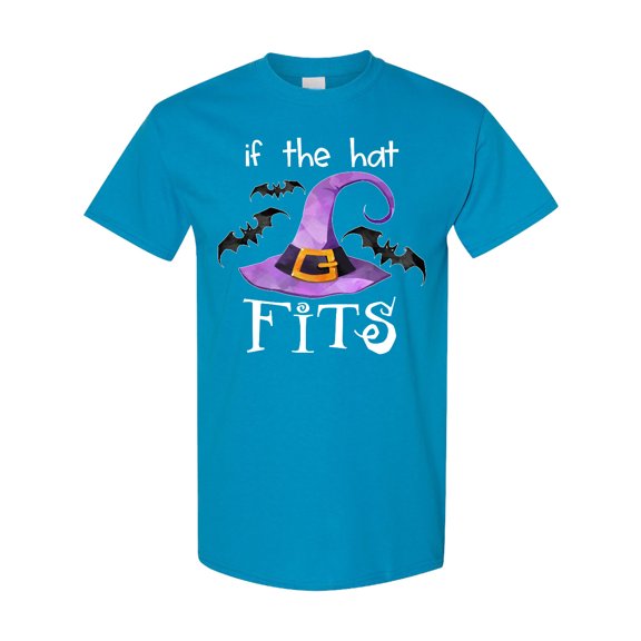 Inktastic If the Hat Fits Halloween Witch Hat and Bats T-Shirt