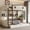1:Beige+Natural, variant on Harper & Bright Designs Full over Full Bunk Bed with Trundle and Storage Shelves, Solid Wood Bunk Bed Frame with Stairs and Hooks, Beige Natural