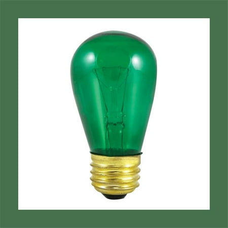

Bulbrite 861209 11 watt Dimmable S14 Incandescent Light Bulbs with Medium E26 Base Transparent Green - Pack of 25