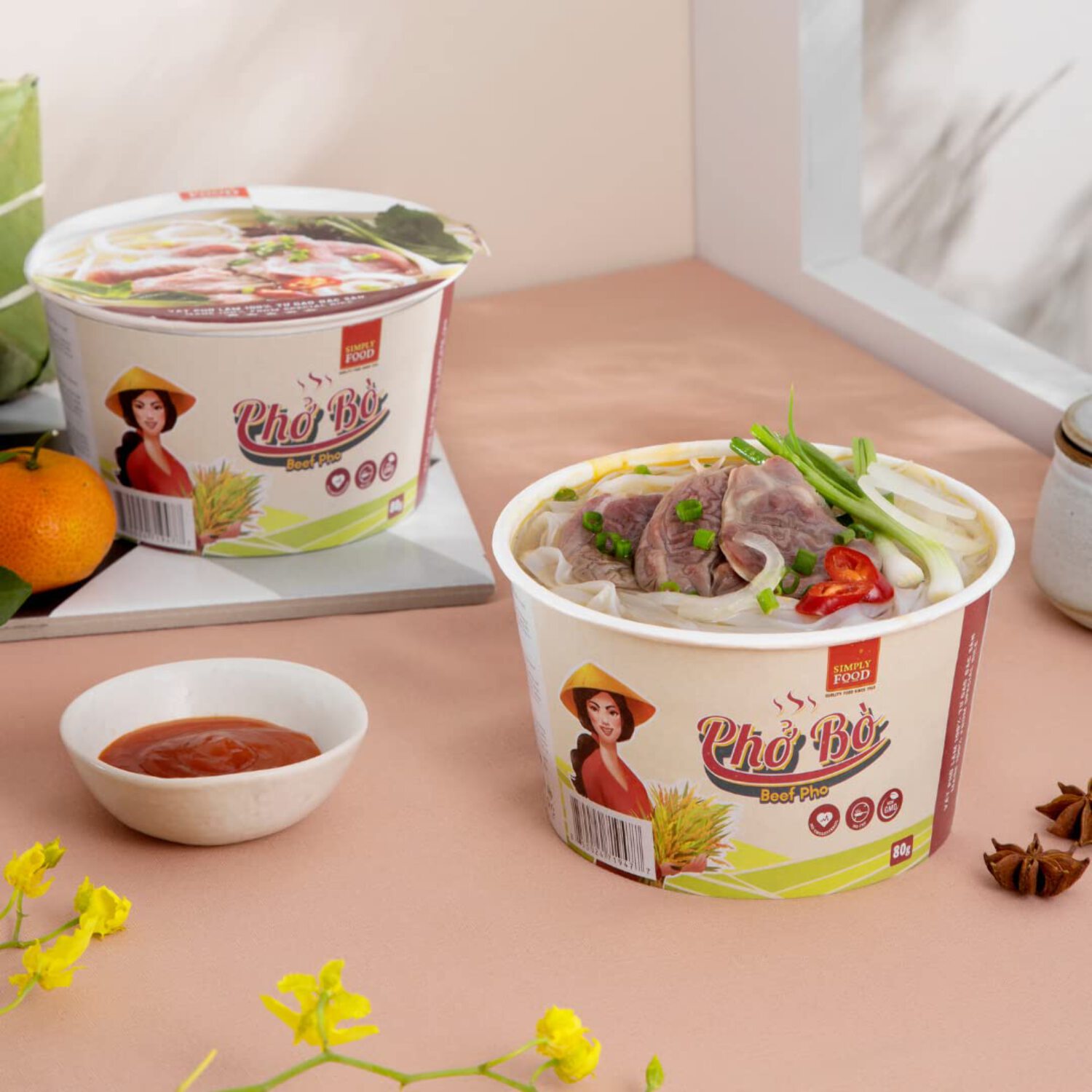 Beef Flavored Instant Pho Noodle Bowl - (Pack of 9)