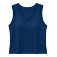 thumbnail image 3 of WHEANG Everyday Casual Plus Size T Shirt for Women Classic Solid Color V Neck Tank Tops Summer Sleeveless Basic Shirts True Tees Trendy Clothes Breathable Loose Fit Top(Color BlueSize M), 3 of 4
