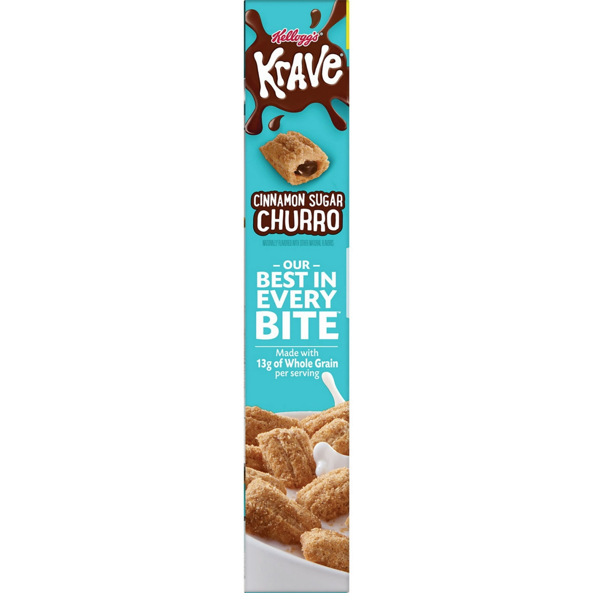 Kellogg's Krave Breakfast Cereal, Breakfast Food, Family Size, Cinnamon Sugar Churro, 16.8oz Box (1 Box)pack of 4