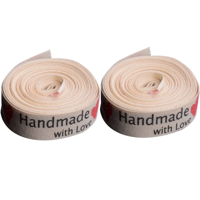 2 rollos de cintas de regalo de algodón hechas a mano, cintas decorativas para bodas, fiestas y manualidades (5 yardas/rollo)