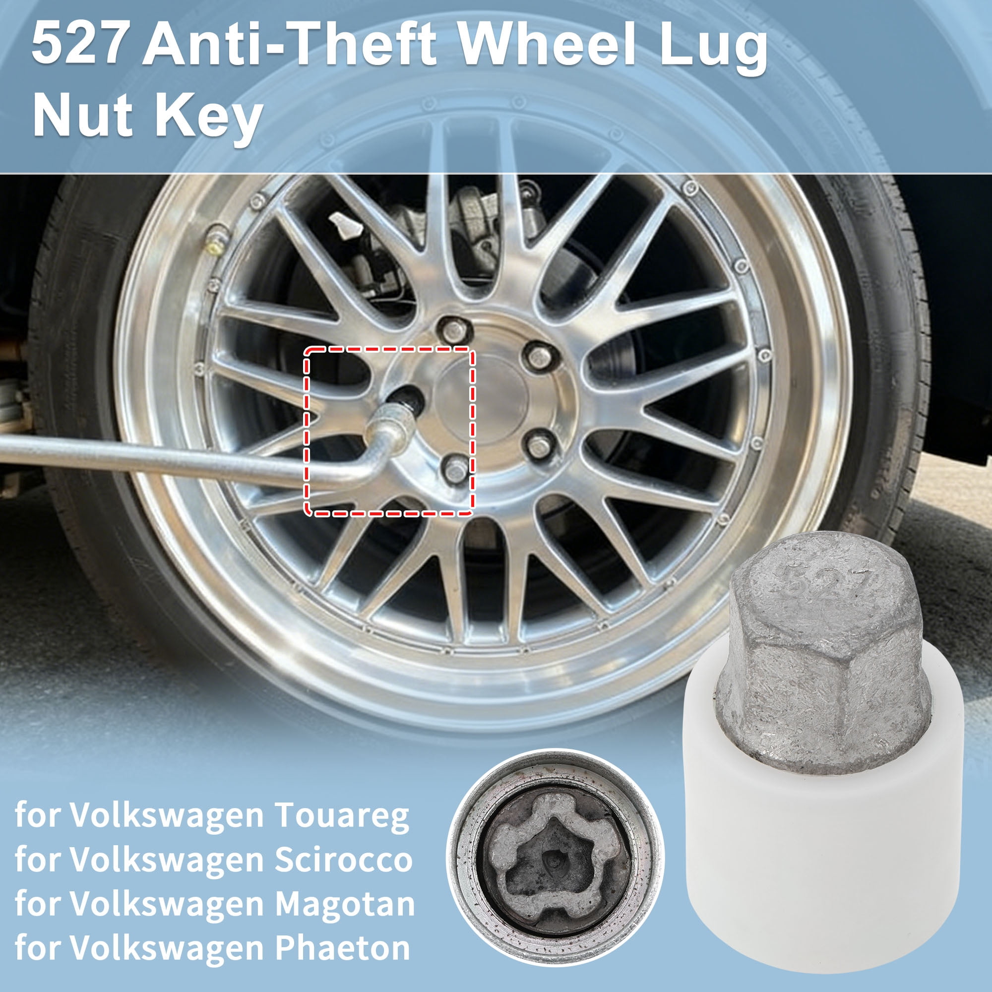 Unique Bargains Wheel Lock Lug Nut for Volkswagen Touareg Silver White