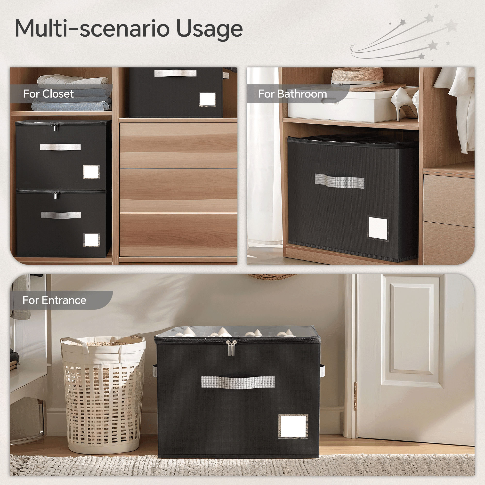 Criusia Shoe Organizer, Closet Shoe Storage for Sneakers Sandals Slippers, Fit 12-16 Pairs, Black