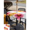 thumbnail image 5 of Outdoor Tablecloth with Umbrella Hole for Patio/Picnic/Party/Camping, Pink Yellow Daisies Waterproof Table Cloth Square Cover Washable, Farmhouse Country Floral Gray Wood (60"x 60"), 5 of 9