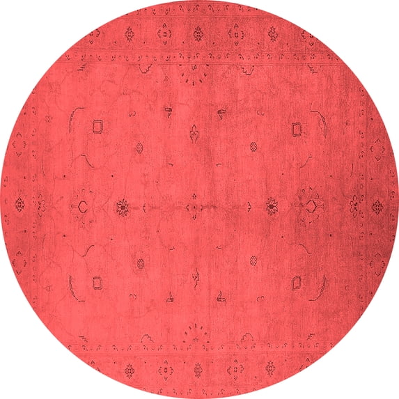 Ahgly Company Indoor Round Oriental Red Industrial Area Rugs, 6' Round