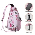 thumbnail image 3 of Sling Backpack,Halloween Ghosts Pumpkins and Skulls Sling Bag with Water Bottle Holder,Waterproof Sling Bag for Men/Women with Headphone Jack for Hiking,Travel, 3 of 6