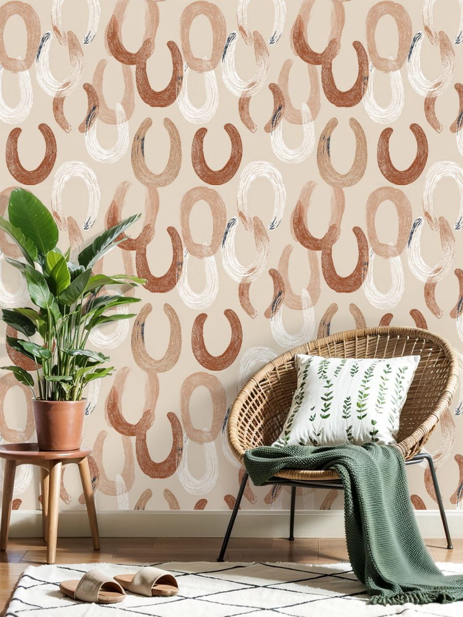 Peel and Stick Wallpaper Abstract Neutral Brushstroke Beige Brown White Tones Wall Mural 23.6in x 9.8ft Self Adhesive Removable Wall Paper Renter Friendly Wallpaper for Bedroom Nursery Living Room